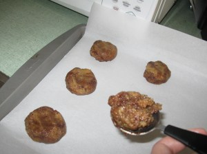 Press the dough onto the cookie sheet
